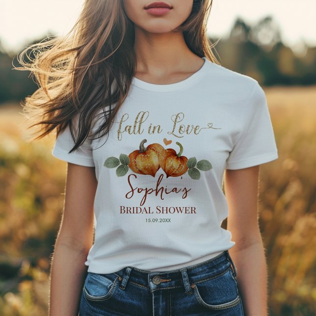 Fall In Love Pumpkin Heart Bridal Shower T-Shirt (Creator Uploaded)