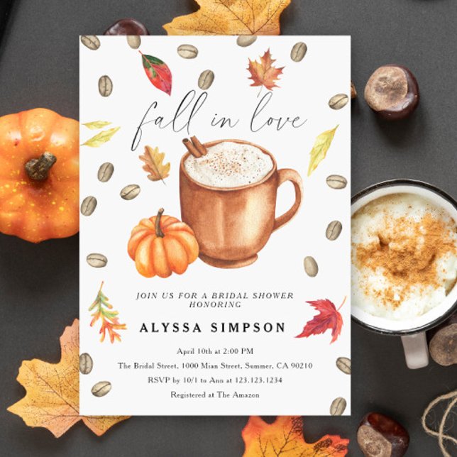 Fall in Love Pumpkin Latte Bridal Shower Invita Invitation (Creator Uploaded)