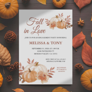 Fall in Love Pumpkin modern engagement party Invitation