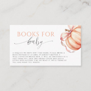 Fall in Love Pumpkin Pink Bow Books for Baby Enclosure Card
