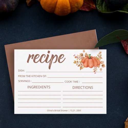 Fall in Love Pumpkin Recipe Card