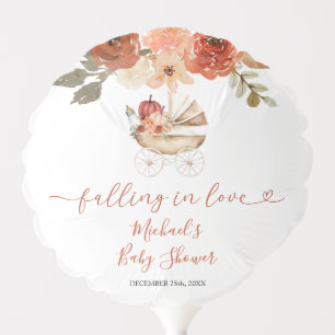 Fall In Love Pumpkin Stroller Floral Baby Shower Balloon
