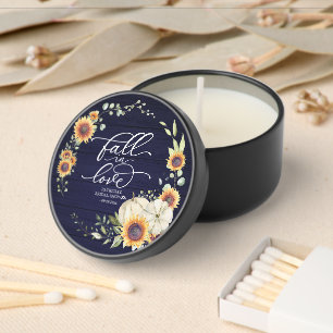 Fall In Love Pumpkin Sunflower Bridal Shower Mini Candle Favors
