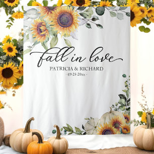 Fall in Love Pumpkin Sunflower Wedding Backdrop