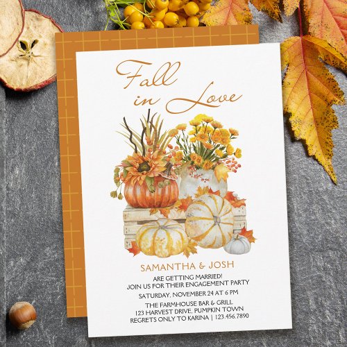 Fall in Love Pumpkin Thanksgiving Engagement Party Invitation