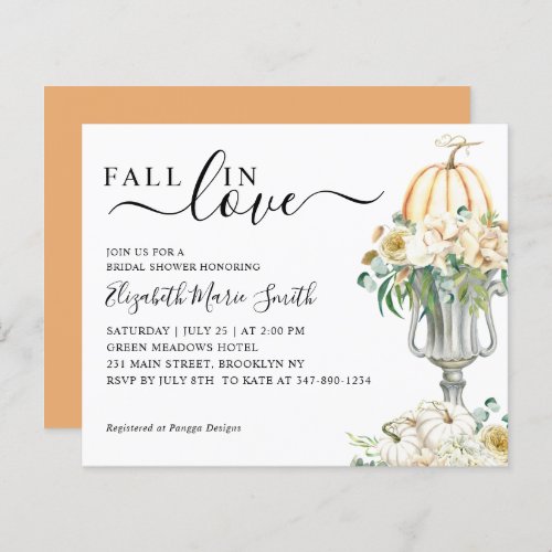Fall in Love Pumpkin Vase Bridal Shower Invite