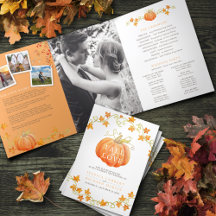 Fall in love pumpkin watercolor wedding