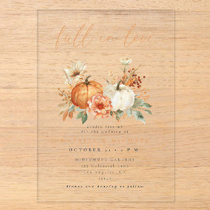Fall in Love Pumpkin Wedding Acrylic Invitations