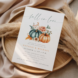 Fall in Love Pumpkin Wedding Anniversary Invitation