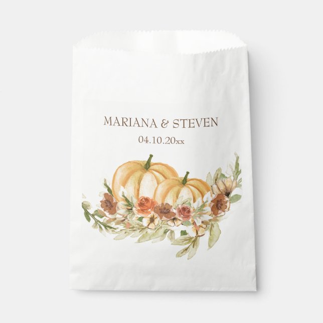 Fall in Love Pumpkin Wedding Fav Favor Bag (Front)