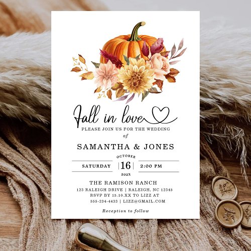 Fall in Love Pumpkin  Wedding Invitation