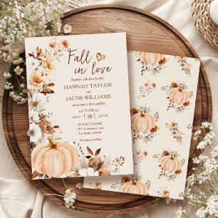 Fall in Love Pumpkin Wedding Invitation