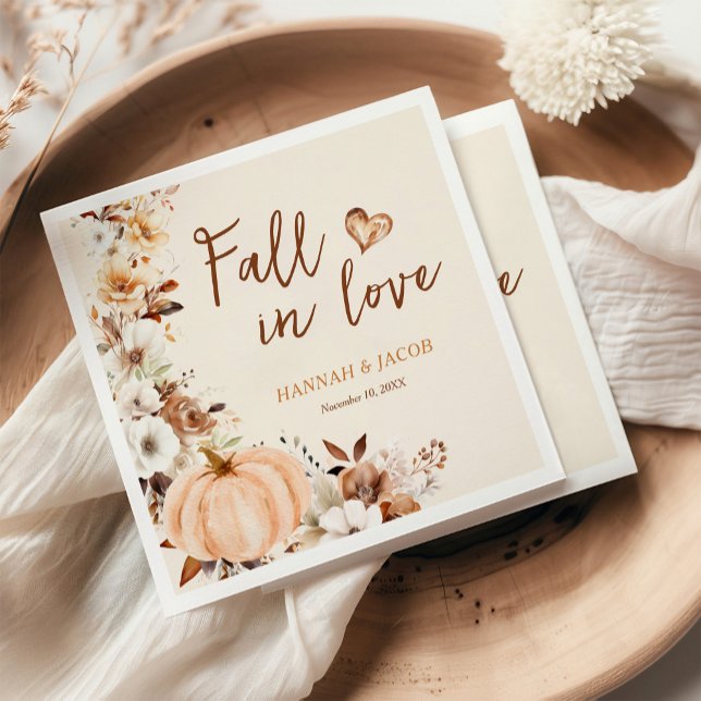Fall in Love Pumpkin Wedding Napkins (Creator Uploaded)