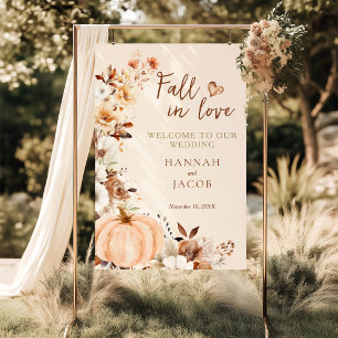 Fall in Love Pumpkin Wedding Welcome Sign