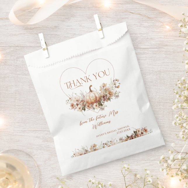 Fall in love Pumpkin Wildflower Bridal Shower Favor Bag (Clipped)