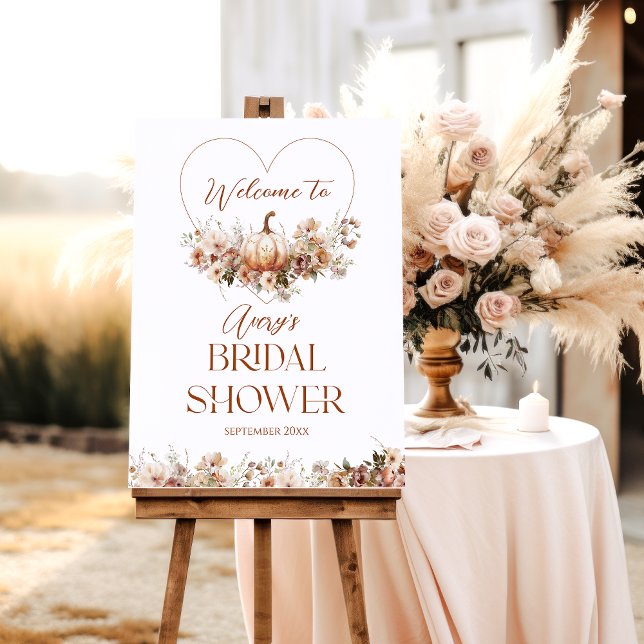 Fall in love Pumpkin Wildflower Bridal Shower Foam Board (Creator Uploaded)