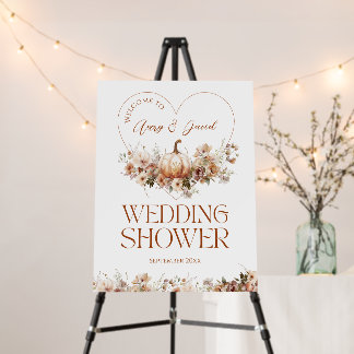 Fall in love Pumpkin Wildflower Bridal Shower Foam Board