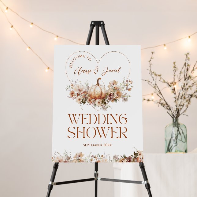 Fall in love Pumpkin Wildflower Bridal Shower Foam Board (In Situ (Stand))