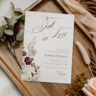Fall in Love Pumpkin Wildflower Bridal Shower Invitation
