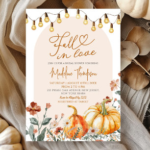 Fall in Love Pumpkin Wildflower Bridal Shower Invitation