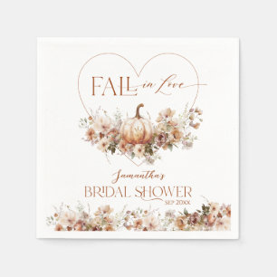Fall in love Pumpkin Wildflower Bridal Shower Napkins