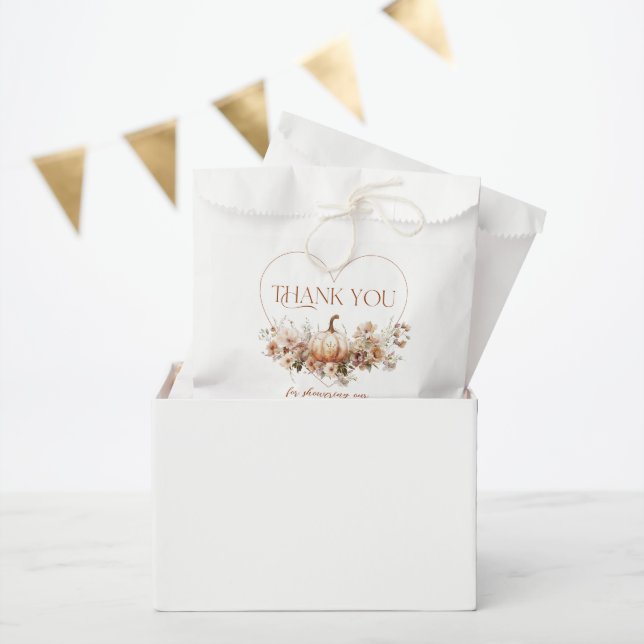 Fall in love Pumpkin Wildflower heart Baby Shower Favor Bag (Party)
