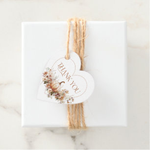 Fall in love Pumpkin Wildflower heart Baby Shower Favor Tags