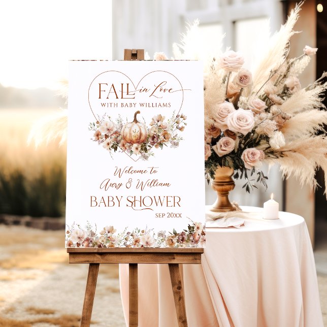 Fall in love Pumpkin Wildflower heart Baby Shower Foam Board (Creator Uploaded)