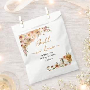 Fall in Love Pumpkin with Floral Bridal Shower Favor Bag