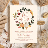 Fall in Love Pumpkin Wreath Baby Shower Invitation