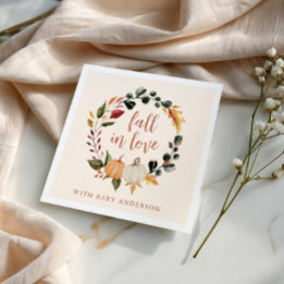 Fall in Love Pumpkin Wreath Baby Shower Napkins