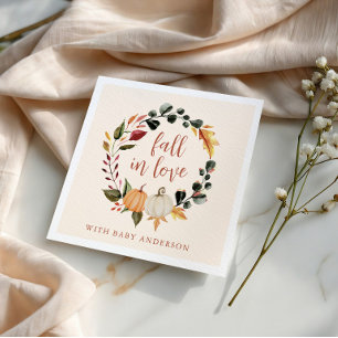 Fall in Love Pumpkin Wreath Baby Shower Napkins