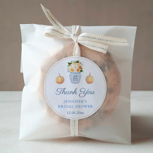 Fall In Love Pumpkins Autumn Bridal Shower Favor Classic Round Sticker