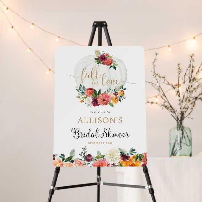 Fall in Love pumpkins bridal shower welcome  Foam Board (In Situ (Stand))