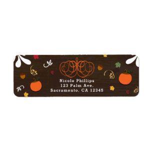 Fall in Love Pumpkins Leaves & Wood Baby Shower Label