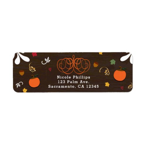 Fall in Love Pumpkins Leaves  Wood Baby Shower Label