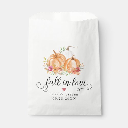 Fall In Love Pumpkins Wedding Favor Bag