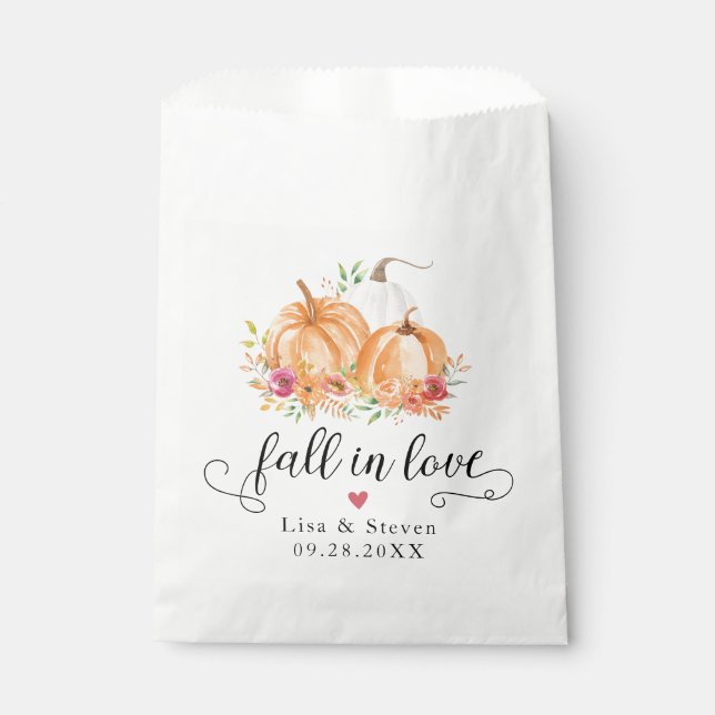 Fall In Love Pumpkins Wedding Favor Bag (Front)