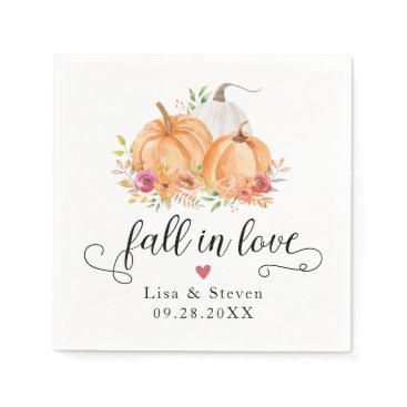 Fall In Love Pumpkins Wedding Napkins