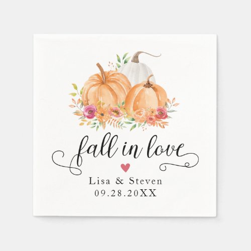 Fall In Love Pumpkins Wedding Napkins