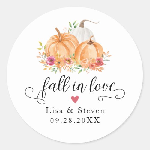 Fall In Love Pumpkins Wedding Stickers