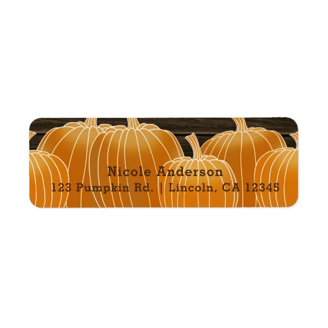 Fall in Love Pumpkins Wood & String Lights Rustic Label (Front)