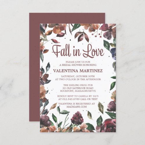 Fall in Love Purple Floral Bridal Shower Invitation