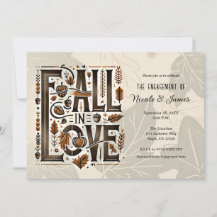 FALL IN LOVE Retro Autumn Fall Engagement Shower Invitation