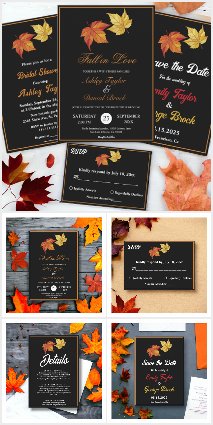 Fall in Love Romantic Leaves Wedding Collection