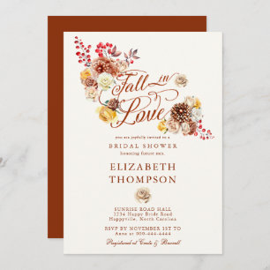 Fall in Love Rose Mum Floral Garden Bridal Shower Invitation