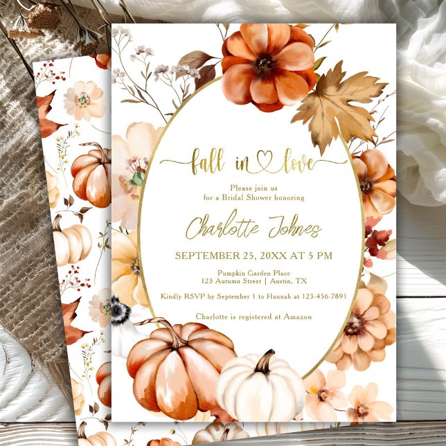Fall In Love Russet Gold Cream Bridal Shower Invitation (Creator Uploaded)