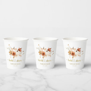 Fall in Love Rust Terracotta Boho Bridal Shower Paper Cups