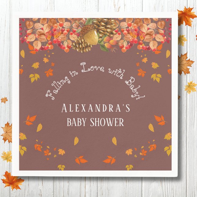 Fall in Love Rustic Autumn Baby Showe Napkins (Creator Uploaded)