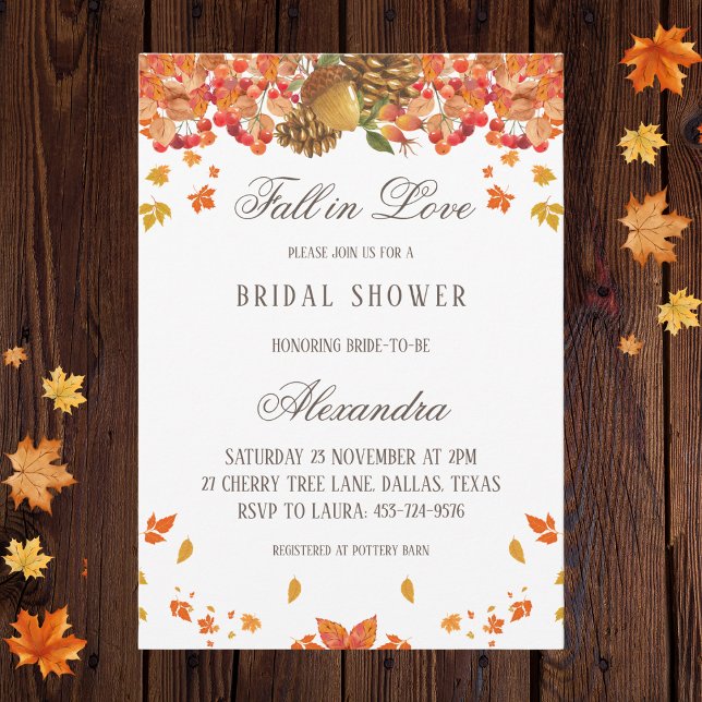 Fall in Love Rustic Autumn Bridal Shower  Invitation (Creator Uploaded)